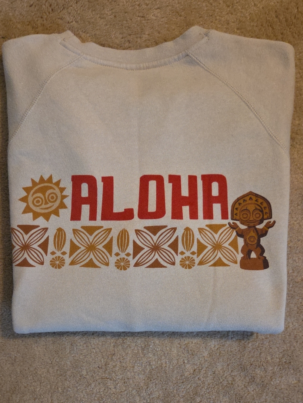 WDW Disney Polynesian Village Resort Crewneck Sweatshirt in Cream with Red Logo